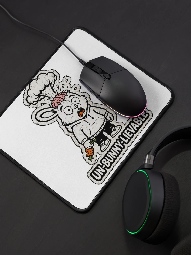 Thumbnail 4 of 5, Mouse Pad, UN-BUNNY-LIEVABLE Exploding Brain Rabbit Sticker designed and sold by bunnymode.