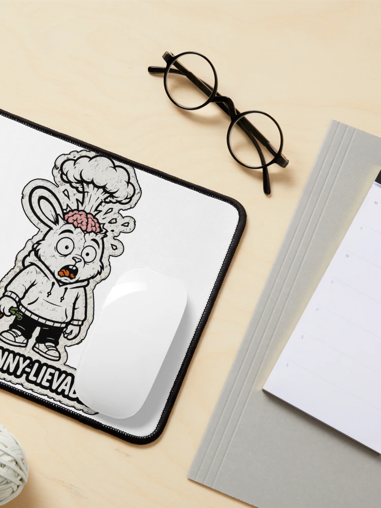 Thumbnail 3 of 5, Mouse Pad, UN-BUNNY-LIEVABLE Exploding Brain Rabbit Sticker designed and sold by bunnymode.