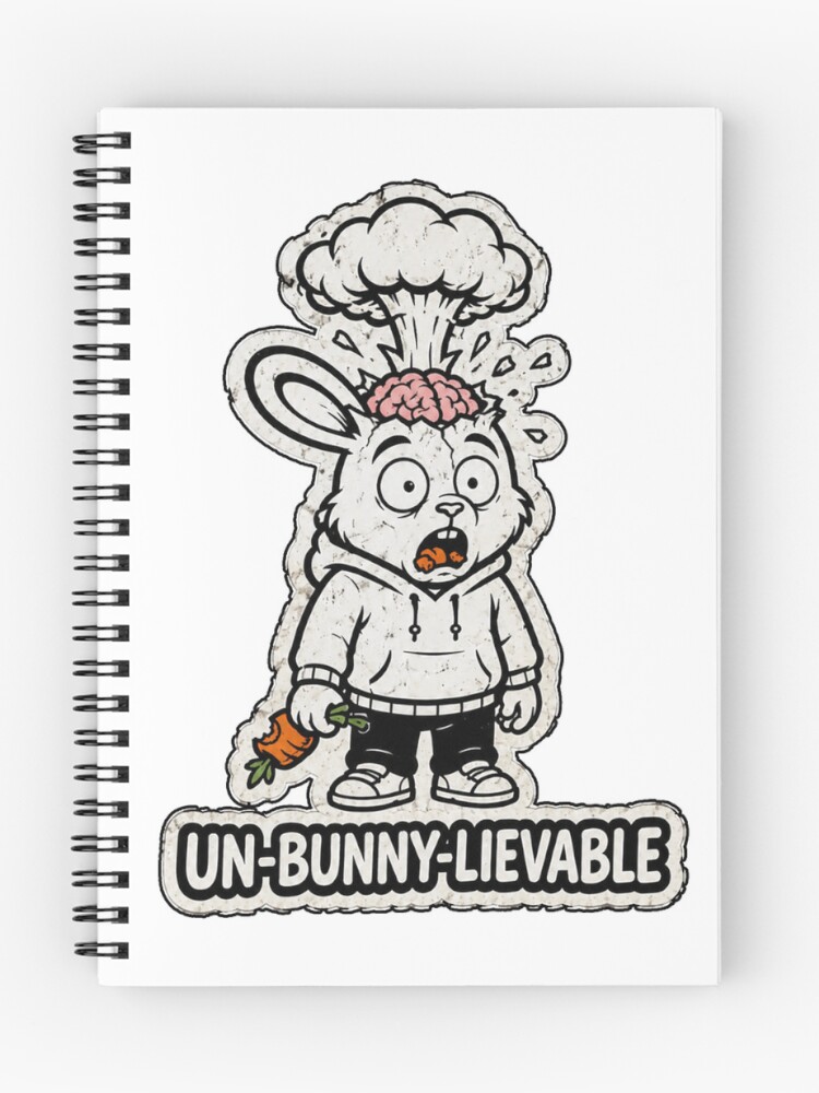 Thumbnail 1 of 3, Journal, UN-BUNNY-LIEVABLE Exploding Brain Rabbit Sticker designed and sold by bunnymode.