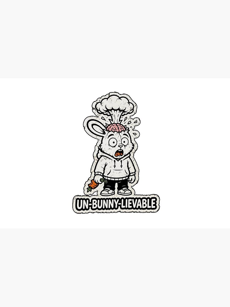 Thumbnail 4 of 4, Zipper Pouch, UN-BUNNY-LIEVABLE Exploding Brain Rabbit Sticker designed and sold by bunnymode.