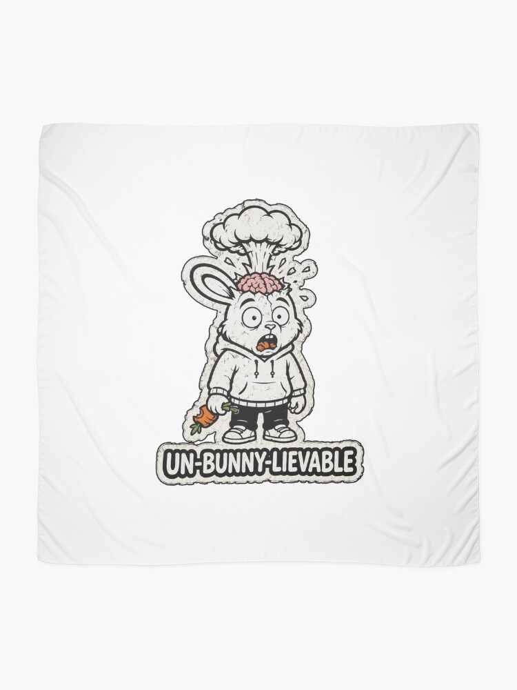 Thumbnail 2 of 3, Scarf, UN-BUNNY-LIEVABLE Exploding Brain Rabbit Sticker designed and sold by bunnymode.