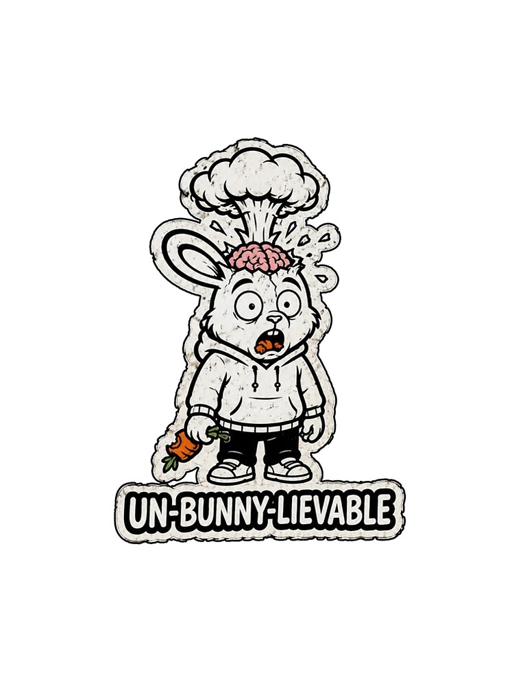 Thumbnail 5 of 5, A-Line Dress, UN-BUNNY-LIEVABLE Exploding Brain Rabbit Sticker designed and sold by bunnymode.