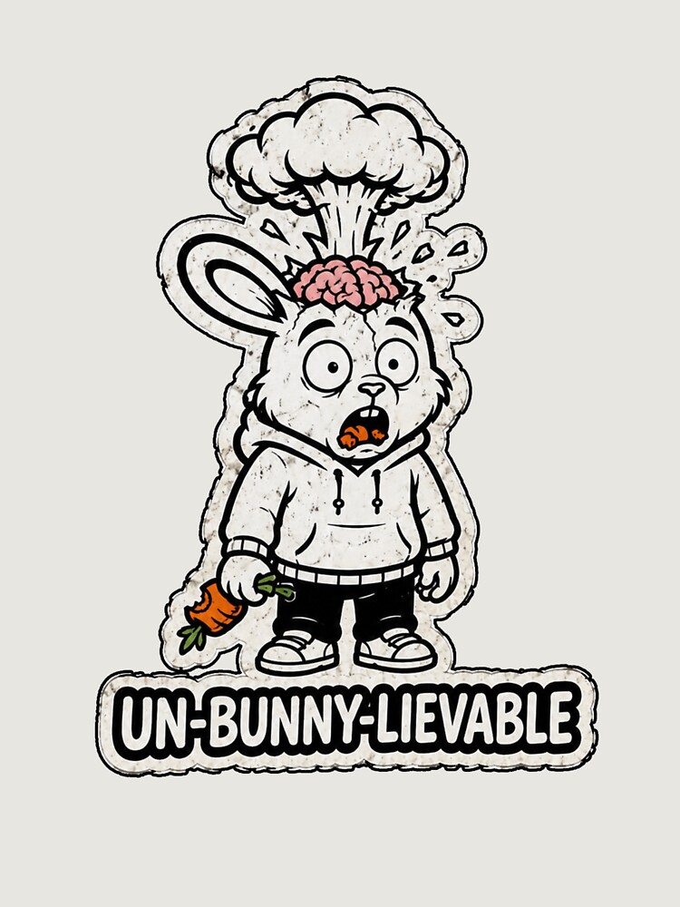 Thumbnail 6 of 6, Premium Oversized Hoodie, UN-BUNNY-LIEVABLE Exploding Brain Rabbit Sticker designed and sold by bunnymode.
