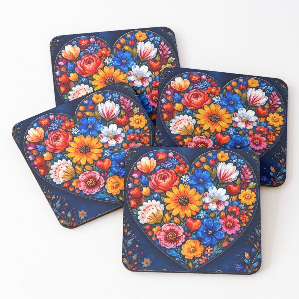 Item preview, Hearts 6 - Floral Heart on Dark Blue Illustration designed and sold by NikaNavi.