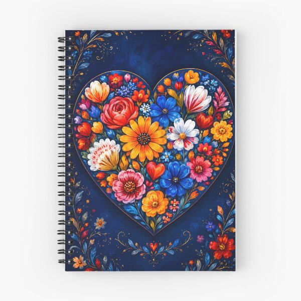 Item preview, Hearts 6 - Floral Heart on Dark Blue Illustration designed and sold by NikaNavi.