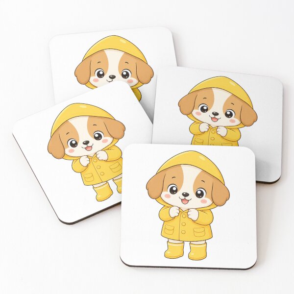 Item preview, Cute Puppy in Raincoat Kawaii Cartoon Rainy Day Design designed and sold by Seculinator.