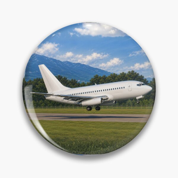 Item preview, Passenger Airplane Landing on Runway with Mountain Backdrop designed and sold by EMairplanes.