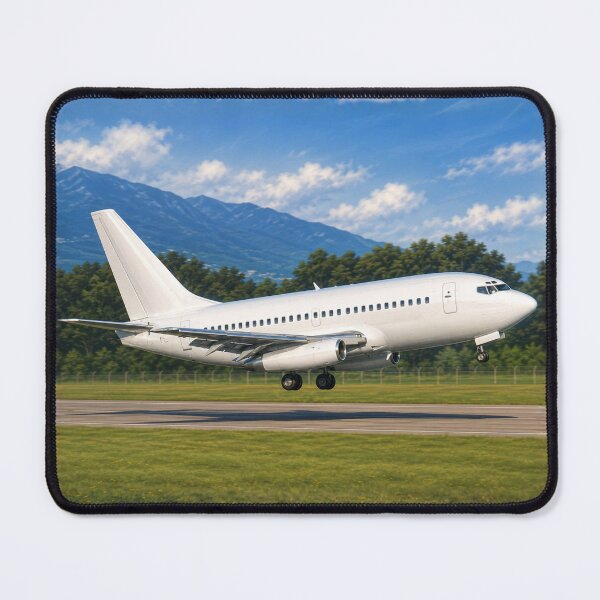 Item preview, Passenger Airplane Landing on Runway with Mountain Backdrop designed and sold by EMairplanes.