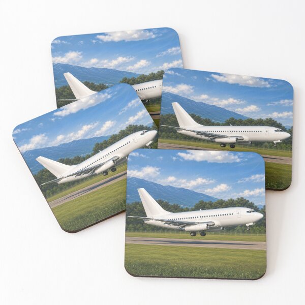 Item preview, Passenger Airplane Landing on Runway with Mountain Backdrop designed and sold by EMairplanes.