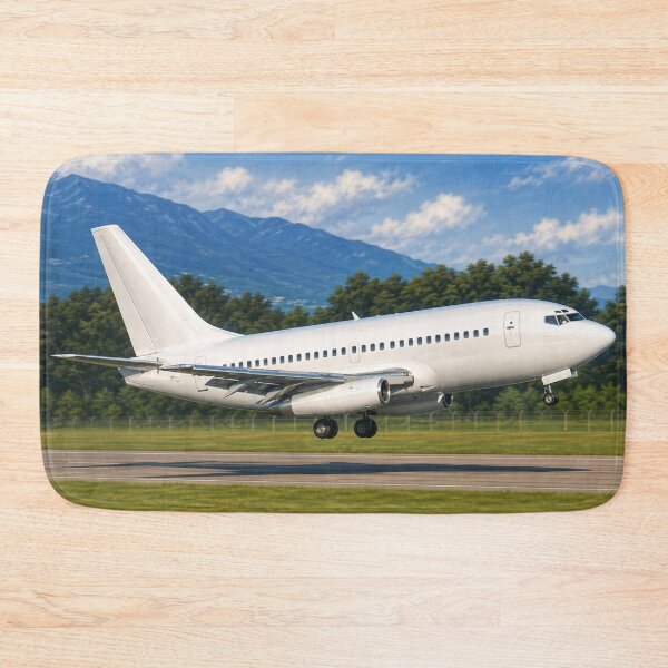 Item preview, Passenger Airplane Landing on Runway with Mountain Backdrop designed and sold by EMairplanes.