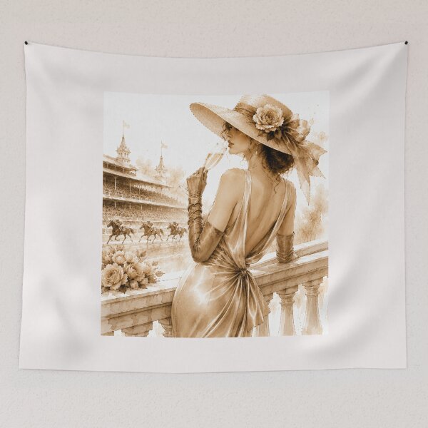 Item preview, Beatiful lady at the horse races. Champagne and horses. designed and sold by NewtBoo.