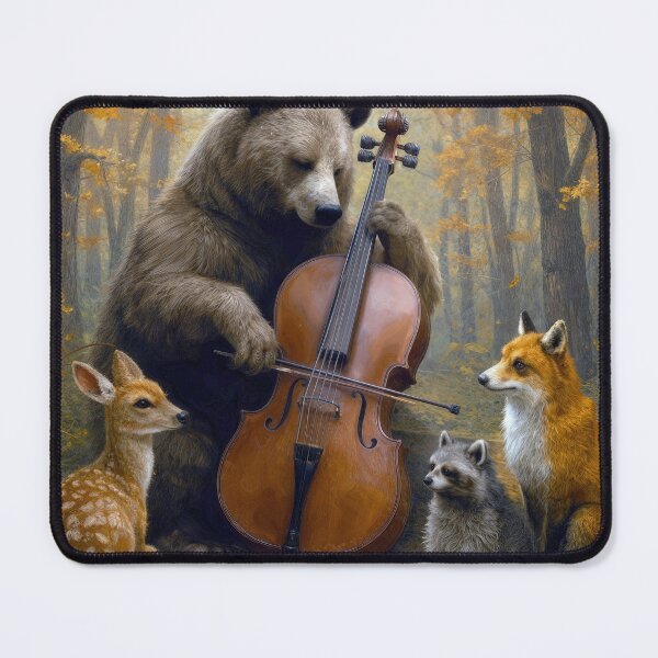 Item preview, Bear Playing a Cello in Autumn Woods designed and sold by Maria Dryfhout.