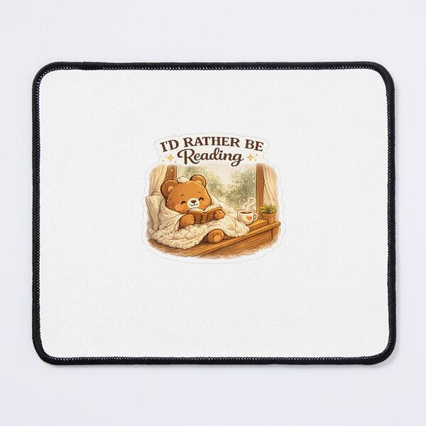 Item preview, I'd Rather Be Reading | Cozy Bear Book Lover Sticker designed and sold by DreamTags Studio.