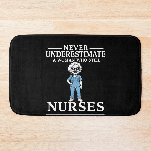 Item preview, Never Underestimate A Woman Who Still Nurses In Her Seventies – Funny Nurse Gift Design designed and sold by PosiMCreations.
