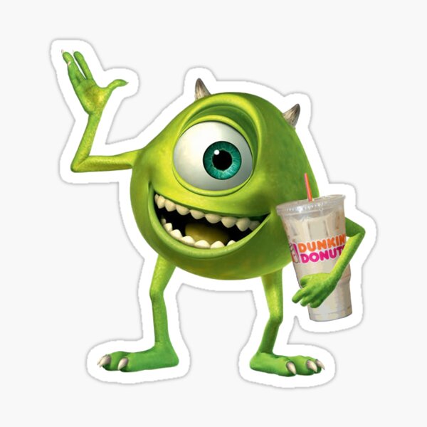 Mike Wazowski Runs on Dunkin Sticker