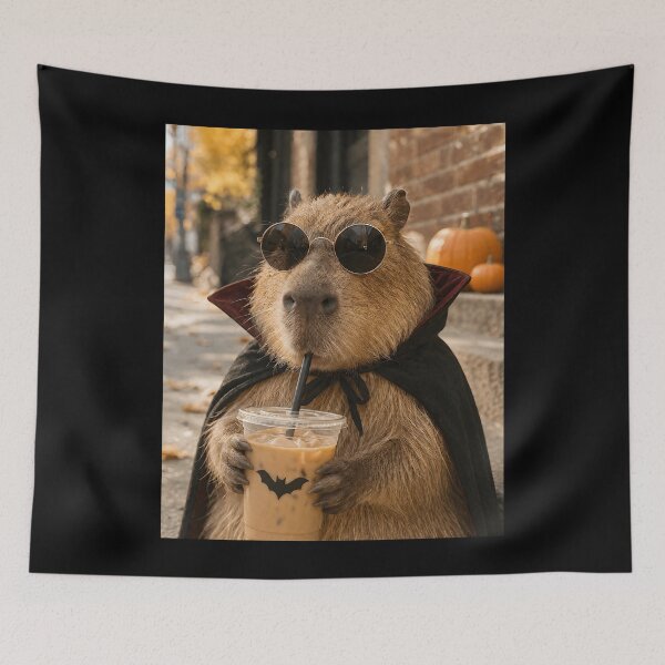Item preview, Capybara Vampire Drinking Iced Coffee Halloween Funny Meme  designed and sold by clothesy7.
