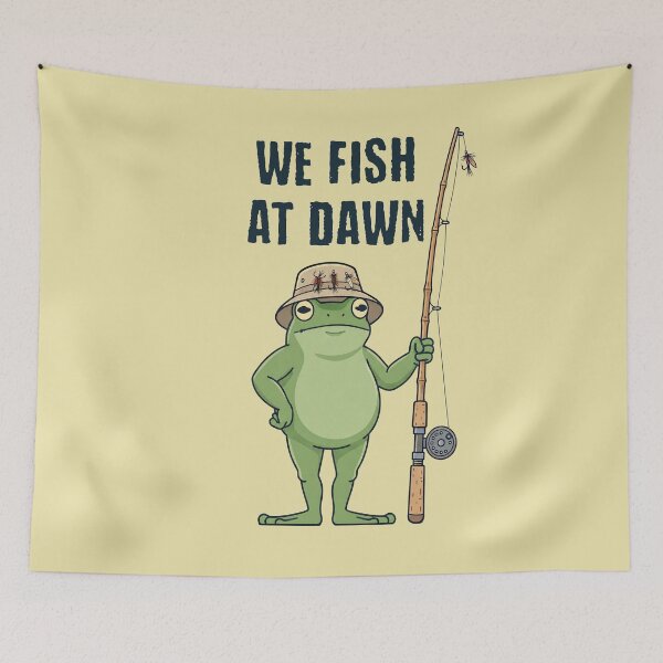 Item preview, We Fish At Dawn Funny Frog Fly Fishing Angler designed and sold by d247.