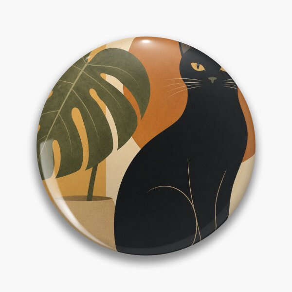 Item preview, Minimalist Black Cat Wall Art with Monstera Plant Retro Illustration designed and sold by WildBloom Prints.