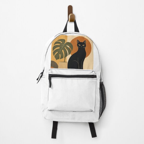 Item preview, Minimalist Black Cat Wall Art with Monstera Plant Retro Illustration designed and sold by WildBloom Prints.