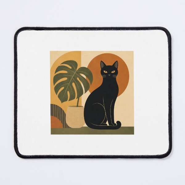 Item preview, Minimalist Black Cat Wall Art with Monstera Plant Retro Illustration designed and sold by WildBloom Prints.