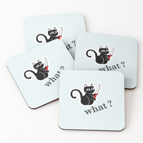 Item preview, What? Black Cat with Knife Meme designed and sold by DesignElmissaoui.