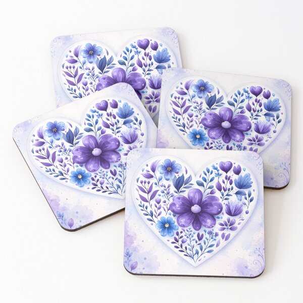 Item preview, Hearts 7 - Watercolor Purple Floral Heart Illustration designed and sold by NikaNavi.