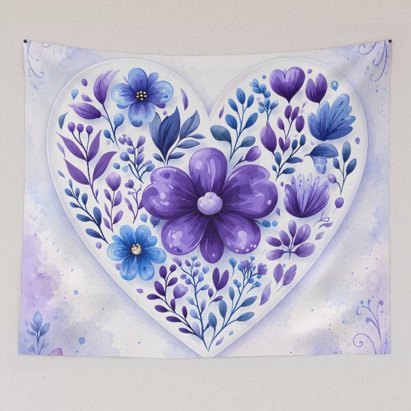 Item preview, Hearts 7 - Watercolor Purple Floral Heart Illustration designed and sold by NikaNavi.