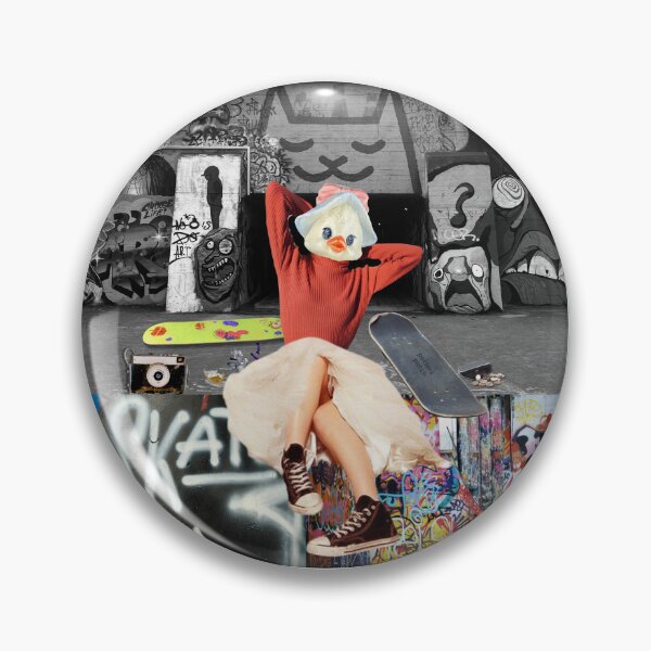 Item preview, Grunge Cute Duck Skateboarding Collage designed and sold by potterspatch.