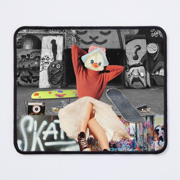 Item preview, Grunge Cute Duck Skateboarding Collage designed and sold by potterspatch.