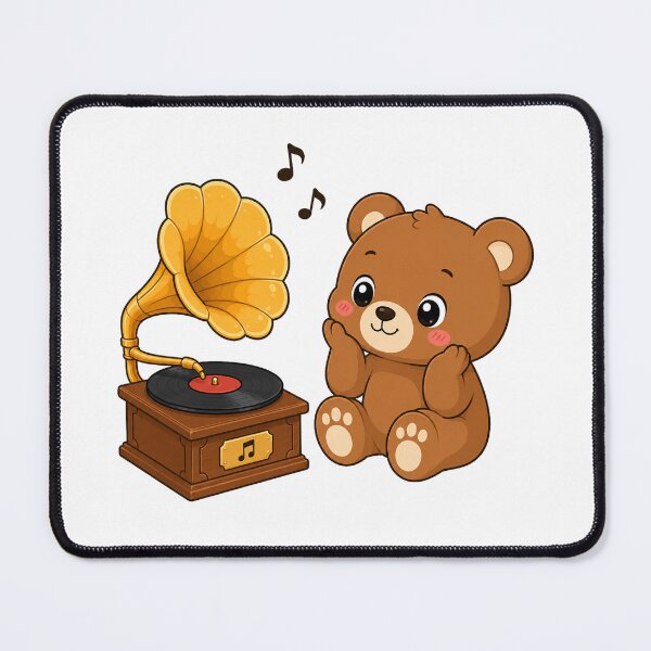 Item preview, Cute Bear Listening to Gramophone Kawaii Cartoon Music Design designed and sold by Seculinator.