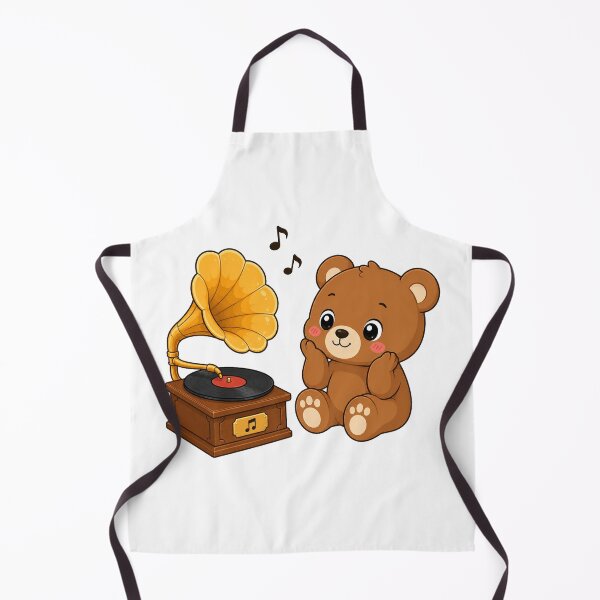 Artikelvorschau, Cute Bear Listening to Gramophone Kawaii Cartoon Music Design entworfen und verkauft von Seculinator.
