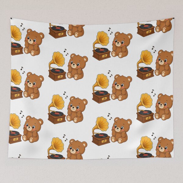 Item preview, Cute Bear Listening to Gramophone Kawaii Cartoon Music Design designed and sold by Seculinator.