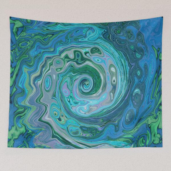 Item preview, Groovy Retro Abstract Aqua and Teal Swirl designed and sold by myrubiogarden.