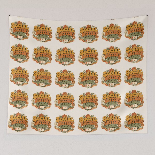 Item preview, Social Battery Low Retro Sticker designed and sold by WildBloom Prints.