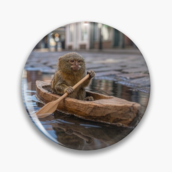 Item preview, Pygmy Marmoset Crosses Urban Puddle in His Dugout Canoe designed and sold by Tridentulus.