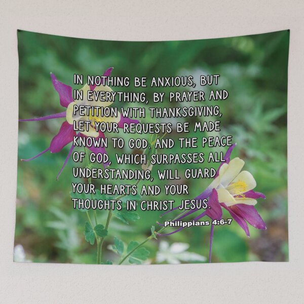 Item preview, Philippians 4:6-7 In Nothing Be Anxious - Columbine Flower Photograph designed and sold by InsprtnlArtbyDP.