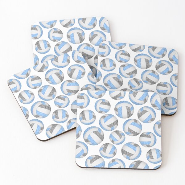 Item preview, Girly volleyballs pattern with light blue & gray team colors  designed and sold by katzdzynes.