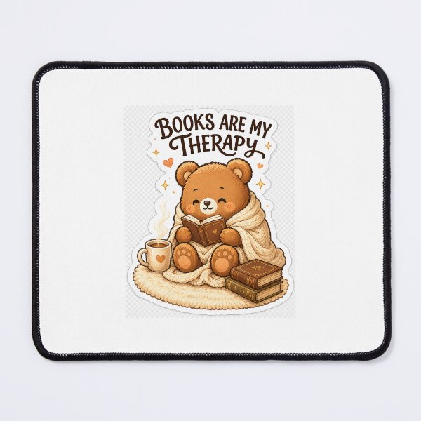 Item preview, Books Are My Therapy | Cute Bear Reading Sticker designed and sold by DreamTags Studio.