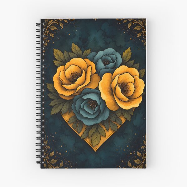Item preview, Hearts 9 - Dark Teal and Yellow Rose Heart Art designed and sold by NikaNavi.