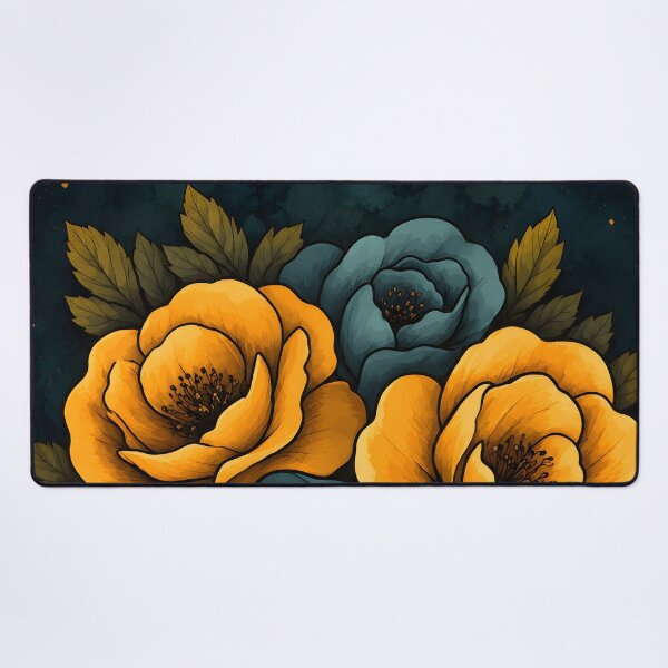 Item preview, Hearts 9 - Dark Teal and Yellow Rose Heart Art designed and sold by NikaNavi.