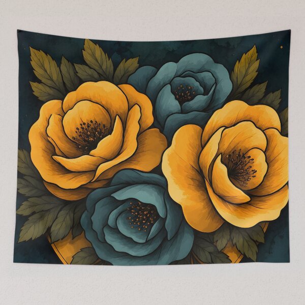 Item preview, Hearts 9 - Dark Teal and Yellow Rose Heart Art designed and sold by NikaNavi.