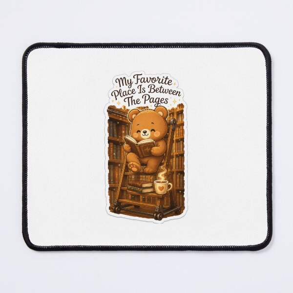 Item preview, My Favorite Place Is Between the Pages | Cute Bear Book Lover Sticker designed and sold by DreamTags Studio.