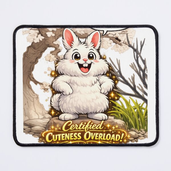 Item preview, Certified Cuteness Overload – Fluffy Rabbit Art with Golden Glow Tagline designed and sold by EdgeSphere.