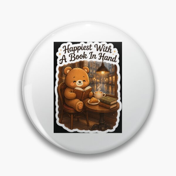 Item preview, Happiest With a Book in Hand | Cute Bear Reading Sticker designed and sold by DreamTags Studio.