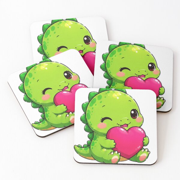 Item preview, Cute Kawaii Baby Dinosaur Holding Heart Sticker designed and sold by DailyDoodlesBySumbul.