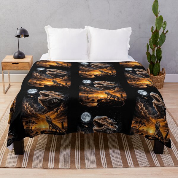 Item preview, Majestic Bearded Dragon Howling At Moon Lizard Sunset designed and sold by d247.