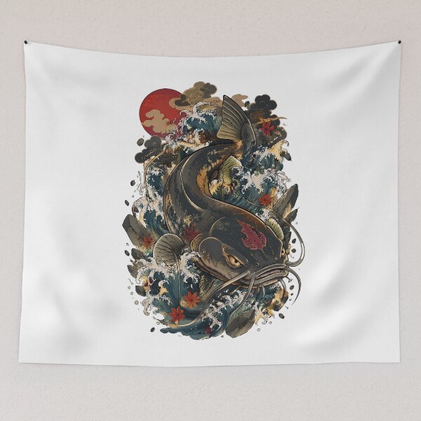 Item preview, Namazu Giant Catfish | Japanese Folklore Ukiyo-e Wave Art designed and sold by kaxymax.