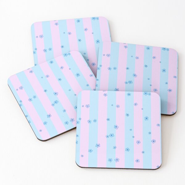 Item preview, Pastel Pink and Blue Vertical Stripes with Cute Daisy Flowers Pattern designed and sold by blue witch art.