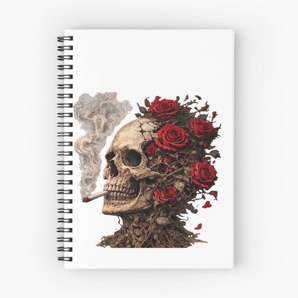 Item preview, Smoking Skull and Red Roses Gothic Artwork designed and sold by smartprintuk.