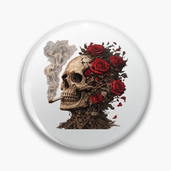 Item preview, Smoking Skull and Red Roses Gothic Artwork designed and sold by smartprintuk.